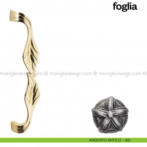 Maniglione per porta Foglia Poggi Mariani singolo Argento antico - ASI