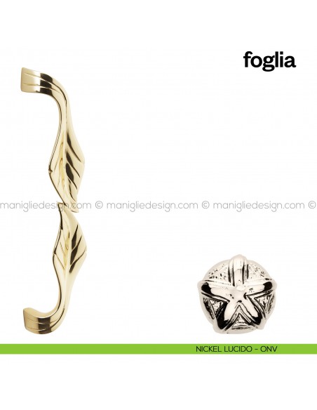 Maniglione per porta Foglia Poggi Mariani singolo Nickel lucido - ONV