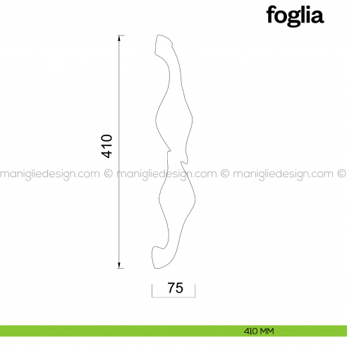 Maniglione per porta Foglia Poggi Mariani singolo disegno 410 mm