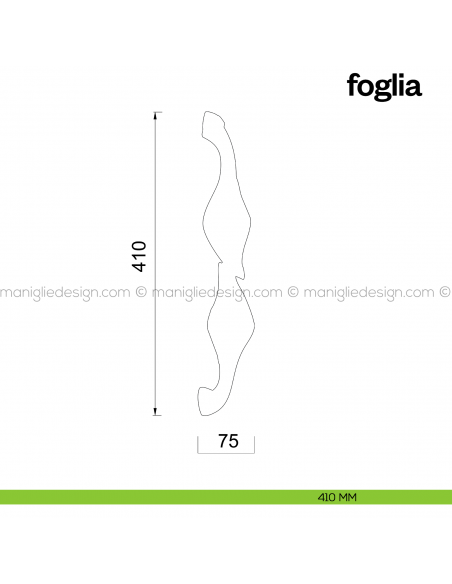 Maniglione per porta Foglia Poggi Mariani singolo disegno 410 mm