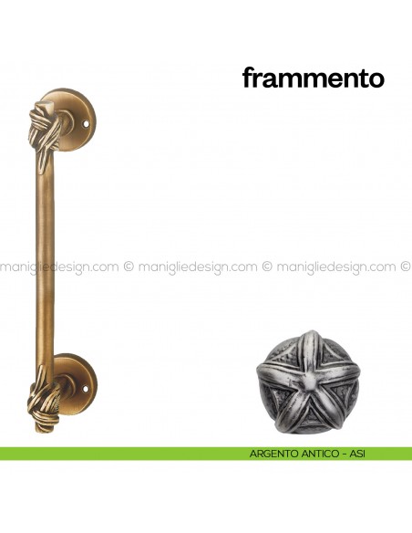 Maniglione per porta Frammento Poggi Mariani singolo Argento antico - ASI