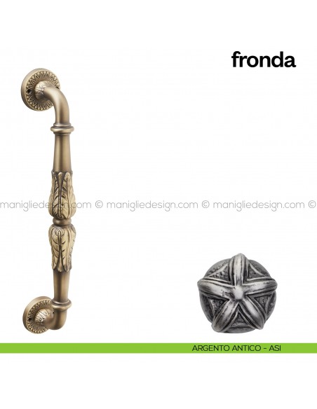 Maniglione per porta Fronda Poggi Mariani singolo Argento antico - ASI