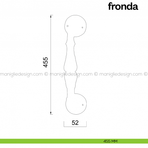 Maniglione per porta Fronda Poggi Mariani singolo disegno 455 mm