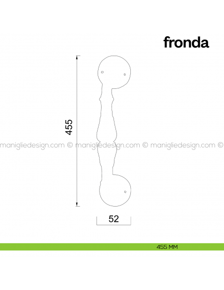 Maniglione per porta Fronda Poggi Mariani singolo disegno 455 mm