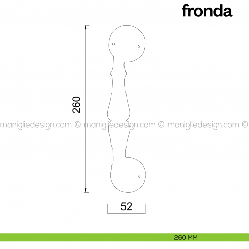 Maniglione per porta Fronda Poggi Mariani singolo disegno 260 mm