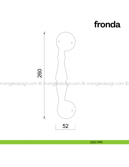 Maniglione per porta Fronda Poggi Mariani singolo disegno 260 mm