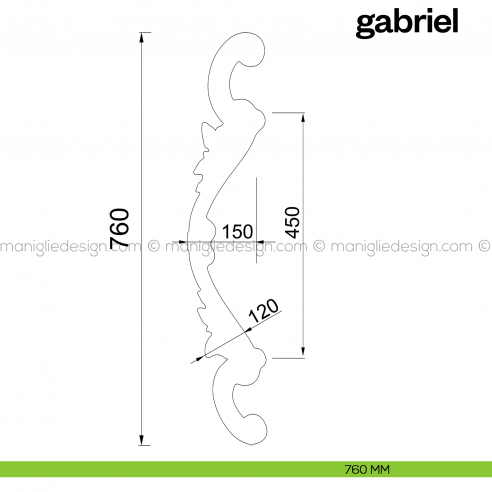 Maniglione per porta Gabriel Poggi Mariani singolo disegno