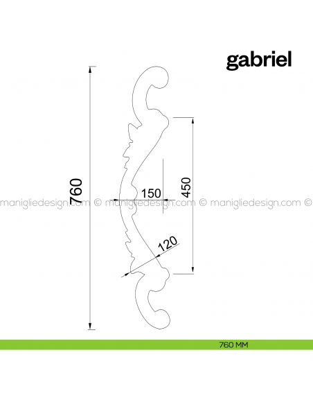 Maniglione per porta Gabriel Poggi Mariani singolo disegno