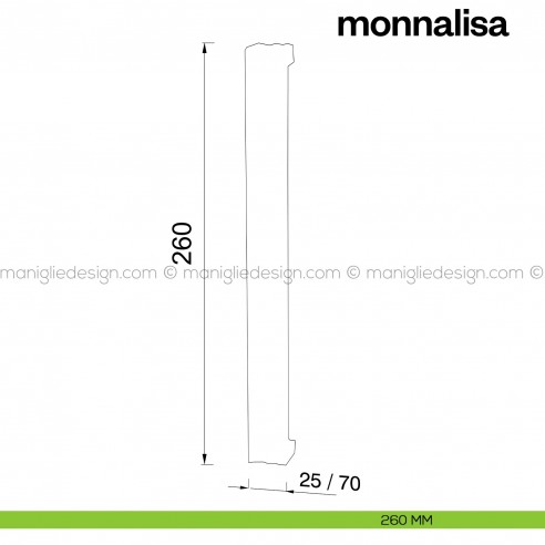 Maniglione per porta Monnalisa Poggi Mariani singolo disegno 260 mm