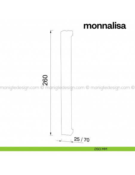 Maniglione per porta Monnalisa Poggi Mariani singolo disegno 260 mm
