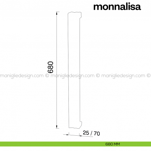 Maniglione per porta Monnalisa Poggi Mariani singolo disegno 680 mm