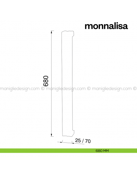 Maniglione per porta Monnalisa Poggi Mariani singolo disegno 680 mm