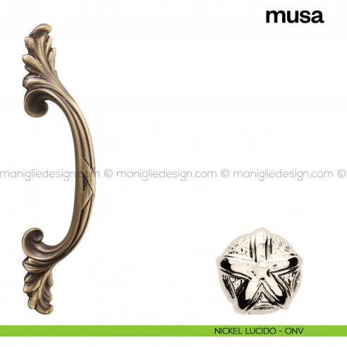 Maniglione per porta Musa Poggi Mariani singolo nickel lucido - ONV