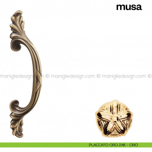 Maniglione per porta Musa Poggi Mariani singolo placcato oro 24K - ORO