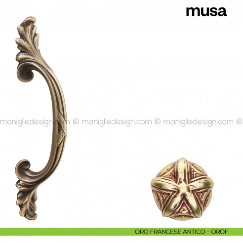 Maniglione per porta Musa Poggi Mariani singolo oro francese antico - OROF