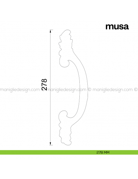 Maniglione per porta Musa Poggi Mariani singolo disegno