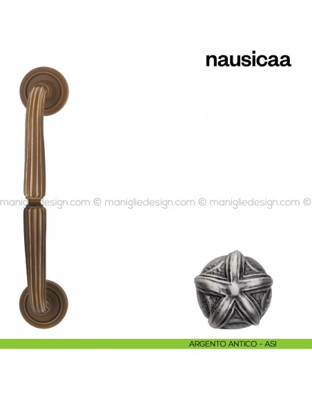 Maniglione per porta Nausicaa Poggi Mariani singolo argento antico - ASI