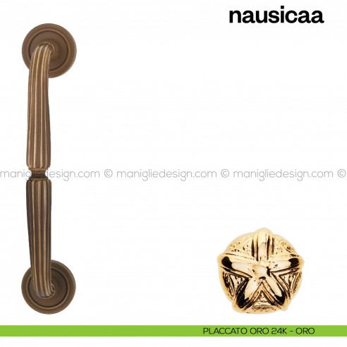 Maniglione per porta Nausicaa Poggi Mariani singolo placcato oro 24K - ORO