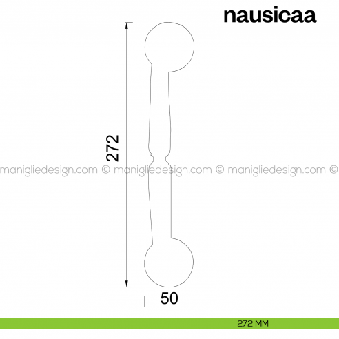 Maniglione per porta Nausicaa Poggi Mariani singolo placcato disegno 272 mm
