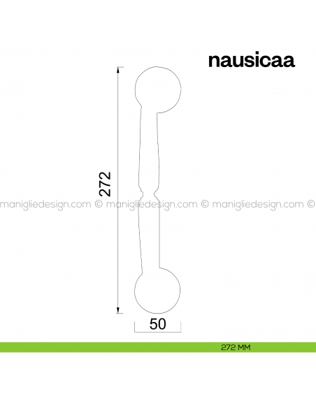 Maniglione per porta Nausicaa Poggi Mariani singolo placcato disegno 272 mm