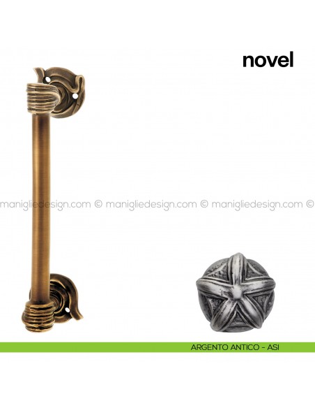 Maniglione per porta Novel Poggi Mariani singolo argento antico - ASI