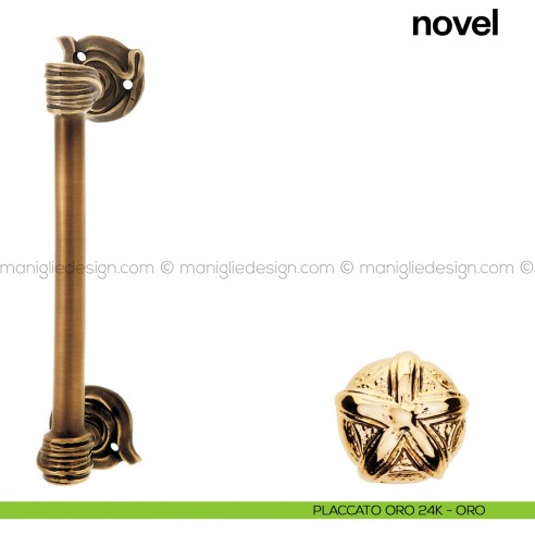 Maniglione per porta Novel Poggi Mariani singolo placcato oro 24K - ORO