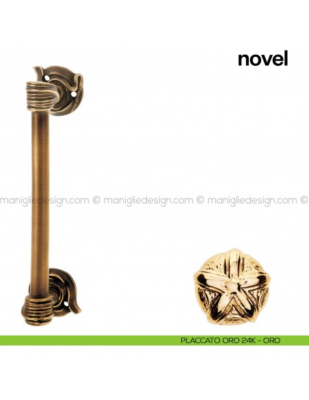 Maniglione per porta Novel Poggi Mariani singolo placcato oro 24K - ORO