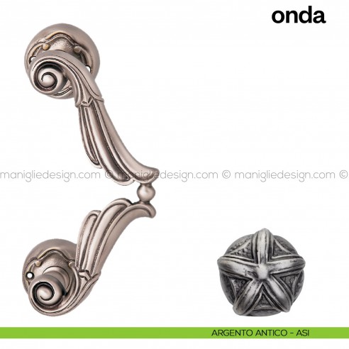 Maniglione per porta Onda Poggi Mariani singolo argento antico - ASI