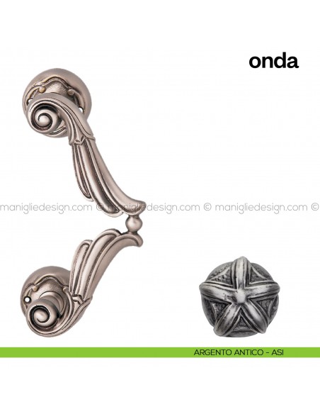 Maniglione per porta Onda Poggi Mariani singolo argento antico - ASI