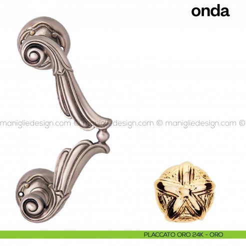 Maniglione per porta Onda Poggi Mariani singolo placcato oro 24K -ORO