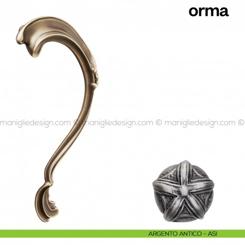 Maniglione per porta Orma Poggi Mariani singolo argento antico - ASI