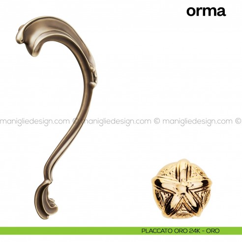 Maniglione per porta Orma Poggi Mariani singolo placcato oro 24K - ORO
