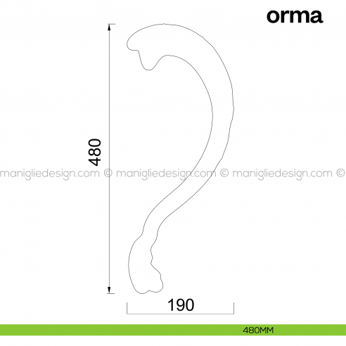 Maniglione per porta Orma Poggi Mariani singolo disegno 480 mm