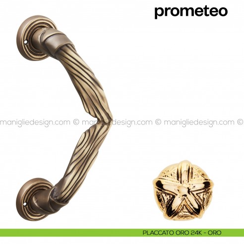 Maniglione per porta Prometeo Poggi Mariani singolo placcato oro 24K - ORO