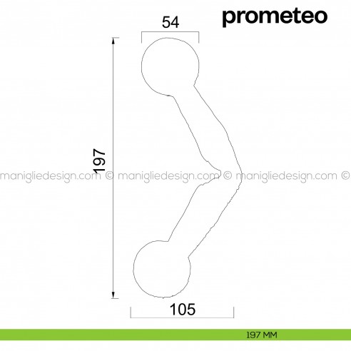Maniglione per porta Prometeo Poggi Mariani singolo disegno