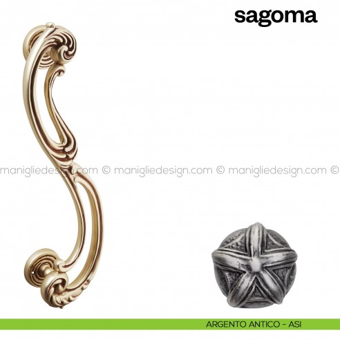 Maniglione per porta Sagoma Poggi Mariani singolo argento antico - ASI