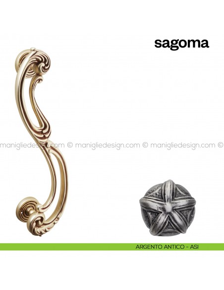 Maniglione per porta Sagoma Poggi Mariani singolo argento antico - ASI