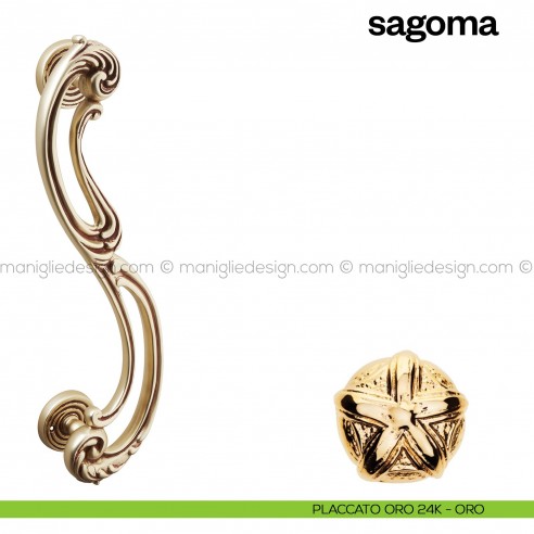 Maniglione per porta Sagoma Poggi Mariani singolo placcato oro 24K - ORO
