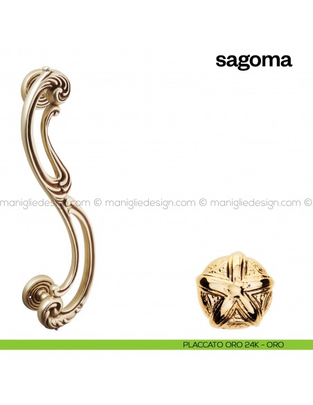 Maniglione per porta Sagoma Poggi Mariani singolo placcato oro 24K - ORO