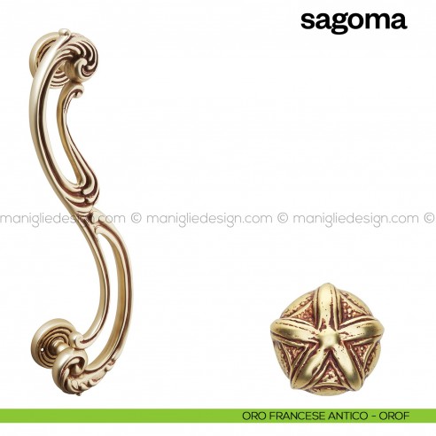 Maniglione per porta Sagoma Poggi Mariani singolo oro francese antico - OROF