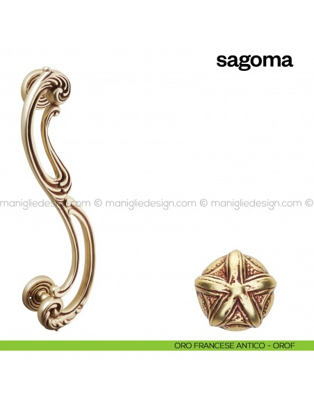 Maniglione per porta Sagoma Poggi Mariani singolo oro francese antico - OROF