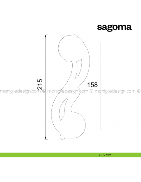 Maniglione per porta Sagoma Poggi Mariani singolo misura 215 mm
