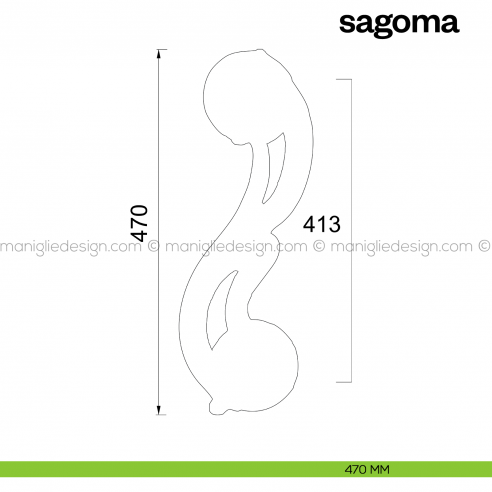 Maniglione per porta Sagoma Poggi Mariani singolo misura 470 mm