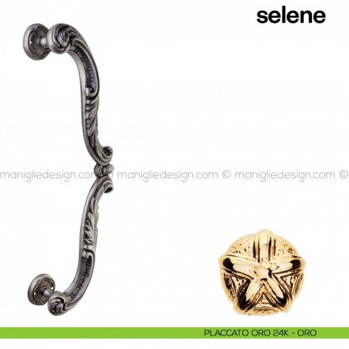 Maniglione per porta Selene Poggi Mariani singolo placcato oro 24K - ORO