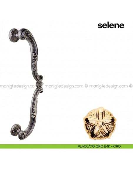 Maniglione per porta Selene Poggi Mariani singolo placcato oro 24K - ORO