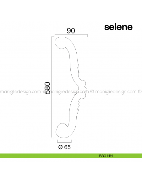 Maniglione per porta Selene Poggi Mariani singolo disegno