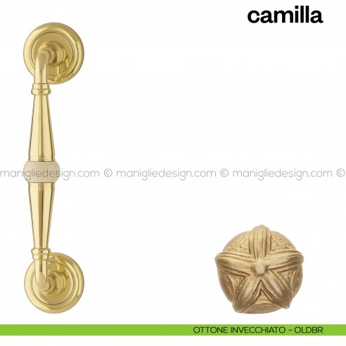 Maniglione per porta Camilla Poggi Mariani singolo ottone invecchiato - OLDBR