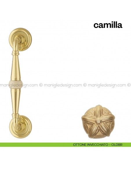 Maniglione per porta Camilla Poggi Mariani singolo ottone invecchiato - OLDBR