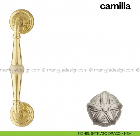 Maniglione per porta Camilla Poggi Mariani singolo nickel satinato opaco - NSV