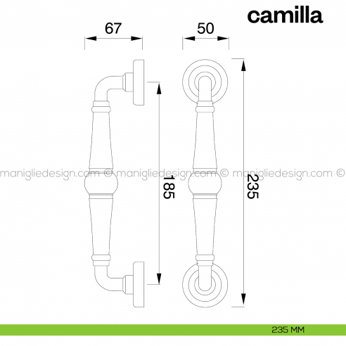 Maniglione per porta Camilla Poggi Mariani singolo disegno